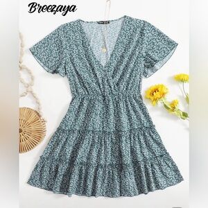 Floral green and white Women's Dres